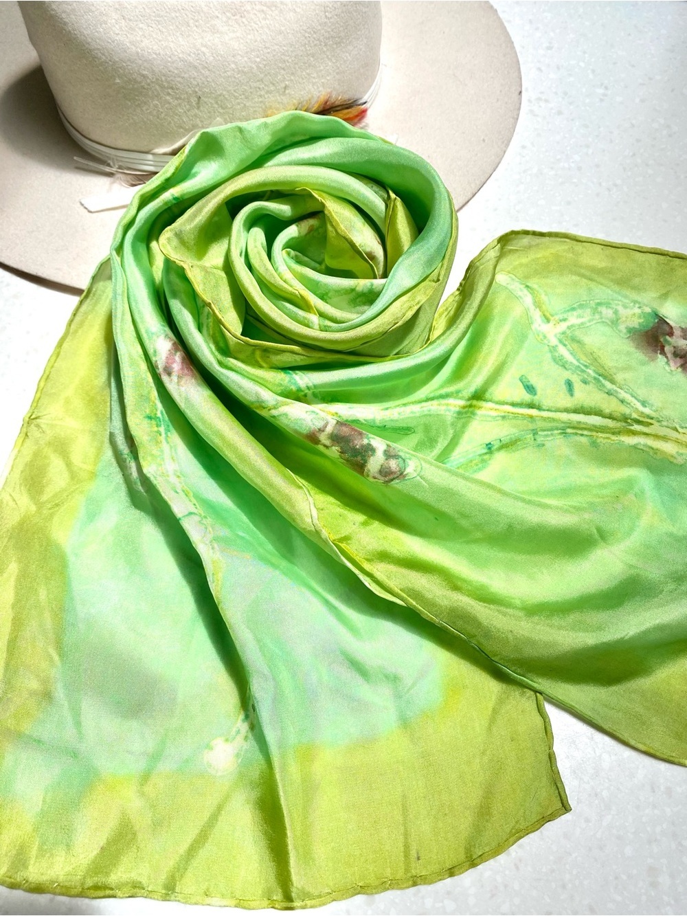 SILK Citrus dream Artisan watercolour floral boho scarf/wrap resort vacay vibe